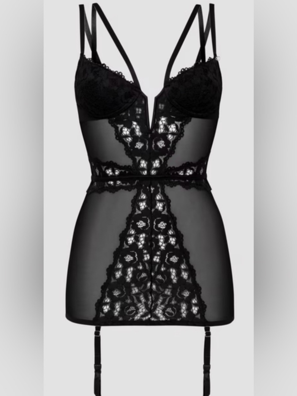 Lovehoney Women’s Plus Size Parisienne Black Lace Plunge Chemise NWT Size 3X/4X